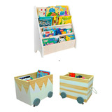 Kit Montessoriano Porta Livros Infantil+ 2 Baú Toys 