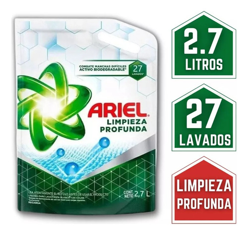 Ariel Detergente Liquido Limpieza Profunda 2.7 Litros 