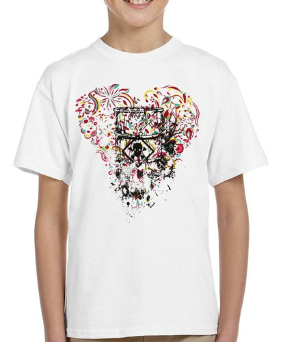 Remera De Niño Corazon Con Barril Toxico Skull Heart Art