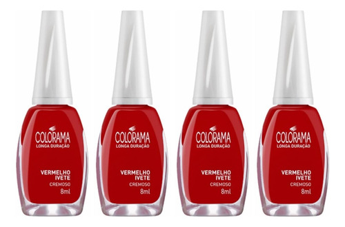 Kit C/4 Esmaltes Vermelho Ivete Colorama Longa Duração - 8ml