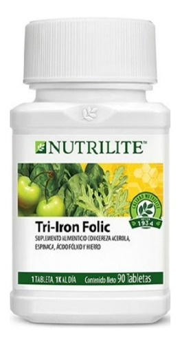  90 Tab Tri Iron Folic Amway Nutrilite Hierro Ácido Fólico Sabor Sin Sabor