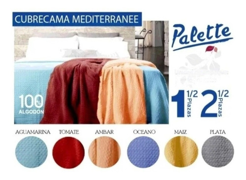 Cubrecama Palette Mediterranee 100% Algodon 2 1/2 Plazas