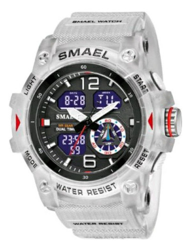 Relógio Esportivo Smael 8007 Original - Branco Transparente