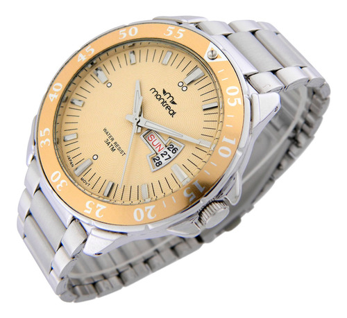 Reloj Montreal Hombre Ml1059 Doble Calendario Malla De Acero