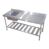 Pia De Inox Industrial 150x60x90 Cm Cuba Esquerda Nortinox