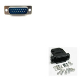 4 Peças - 2 Conector Db15 Macho+2 Femea + 4 Capa Kit Curto 