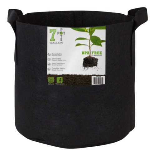 Maceta De Tela Geotextil 7 Gal Con Agarradera