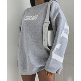 Buzo Gris Oversize Nuevo Chicago Letras T/u Tendencia Friza