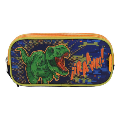Lapicera Estuche Escolar Chenson Dinosaurio T-rex Korav Verde