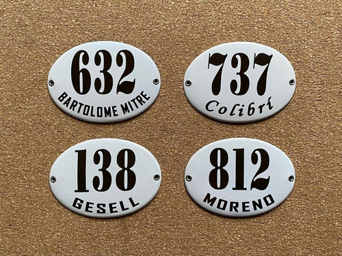 Números De Casa/calle Chapa Enlozada C/ Letras Negras 13x18 