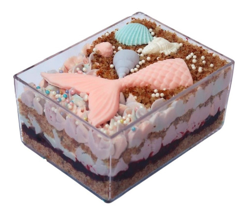 Caja Cuadrada Acrílico Pastel Decoracion Reposteria 10 Pzas