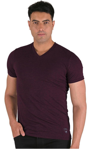 Playera Yorkshire Polo Club Hombre Vino Jaspe Algodón Poliés