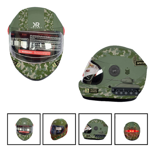 Casco Cerrado Infantil Special Force Militar Con Luz Rmb