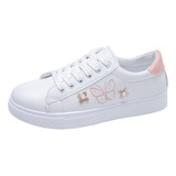 Zapatos/tenis Blancos Casuales De Suela Gruesa Para Mujer 