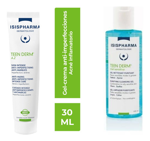 Kit Isispharma Teen Derm Az 30ml + Gel Sensitive 100ml 