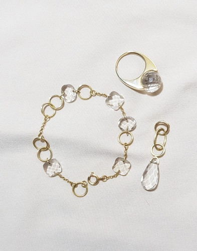 Conjunto Anel Pulseira E Pingente Vivara Vogue Ouro E Citrin