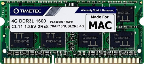 Memoria Ram Timetec, 4gb Para Apple, Ddr3l, 1600mhz, No-ecc