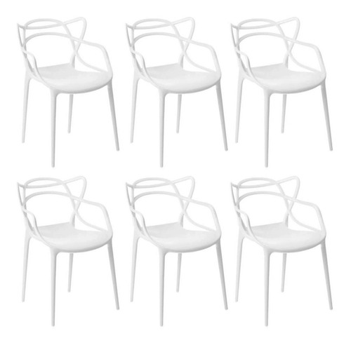 Kit 6 Cadeiras Allegra 100% Polipropileno Sala Cozinha