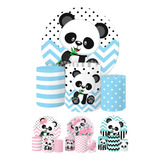 Kit Painel Redondo E Capas Tecido Sublimado 3d Panda Cor Fkpc-791