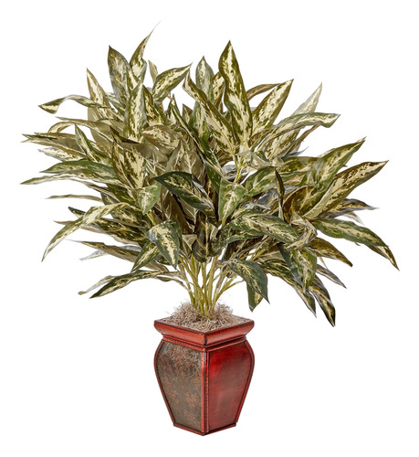 Casi Natural En Aglaonema Con Florero Decorativo De Seda, Ve