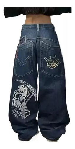 Vaqueros Sueltos Jnco Hip Hop Rock Patrón De Bordado