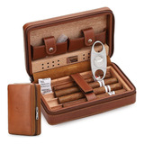 , Estuche De Puros De Cuero De Viaje Portátil Humidor De