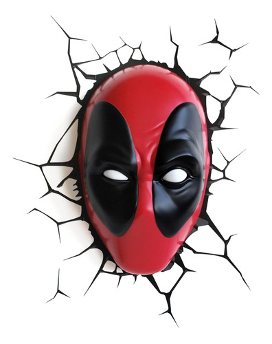 Lámpara 3d Led Mascara Deadpool  Marvel Para Pared