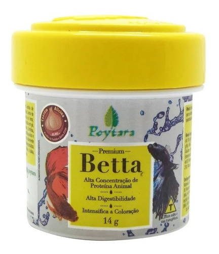 Raçao Para Peixe Beta  Poytara Betta 14g Premium