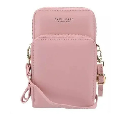 Bolso Bolsa Cartera Celular Con Correa Ajustable Mujer Dama Color Rosa | Envío gratis