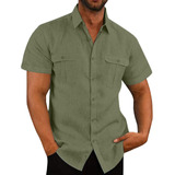 Camisa De Manga Corta Para Hombre, Estilo Guayabera