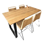 Juego De Mesa Y Sillas Industrial De Comedor Madera Dura 140