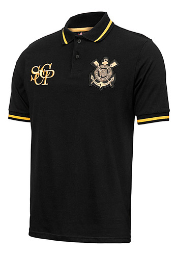 Camisa Polo Corinthians Preto E Dourado Masculina Oficial