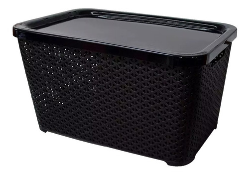 Canastos Organizador Plastico Apilable Rattan Grande Tapa X4 Colombraro