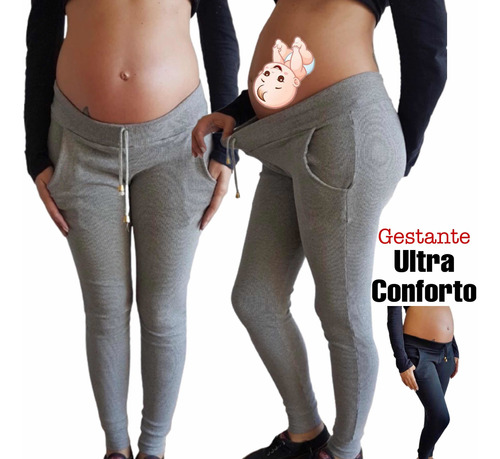 Calça Para Gestante Algodão C/ Elastano Grávida Confortável