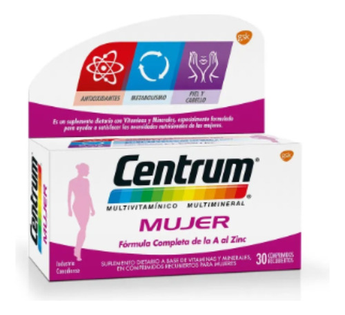 Centrum Mujer X 30 Comprimidos Formula De La A Al Zinc