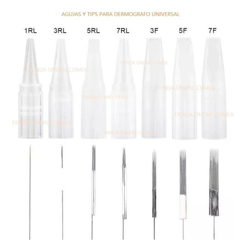 (10) Agujas Para Dermografo Universal 1r / 2r / 3r / 5f / 7f