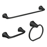 Juego De Baño Moen Lindor Matte Black: Toallero De 18 , Anil