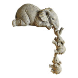 Figura Elefante Madre Hijo Artesanal Tallado Animal