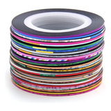 30 Rollos De Colores Mezclados Nail-striping Art Tape Line