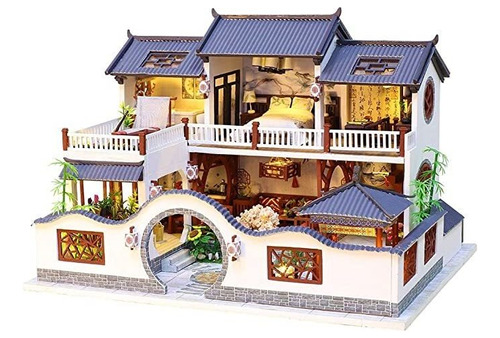 Miniatura Spilay Bricolaje Casa De Muñecas Con Muebles De Ma