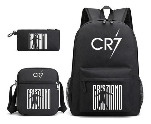 3piezas Mochilas De Cristiano Ronaldo 7 2023 New Black .