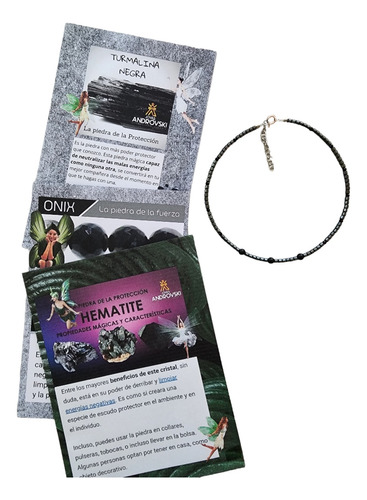 Pulsera Tobillera Turmalina Negra + Hematite+onix Protege X3