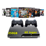 Sony Playstation 3 Slim 250gb + 60 Jogos + 2 Controles + Nfe