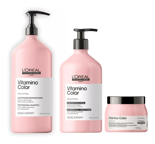 Shampoo 1500ml Aco 750ml Y Masc 500g Vitamino Color Loreal