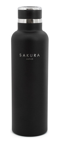 Botella Termica Sakura Acero Inoxidable 750ml Negra Mate