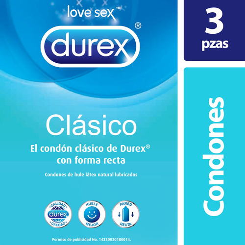 Durex Clásico Condones De Látex 3 Piezas