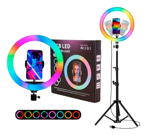 Ring Light Rgb Youtuber Tripé Profissional 2,10m Makeup