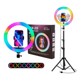 Ring Light Rgb Youtuber Tripé Profissional 2,10m Makeup