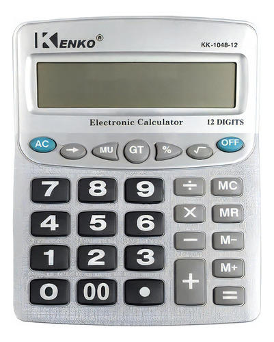 Calculadora Escritorio Kenko Carga Solar O Pila Pantalla Lcd Color Gris