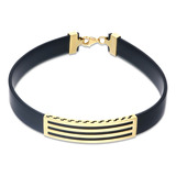 Pulsera Bizzarro Oro Amarillo 14k Con Caucho Para Caballero Diámetro 21 Cm